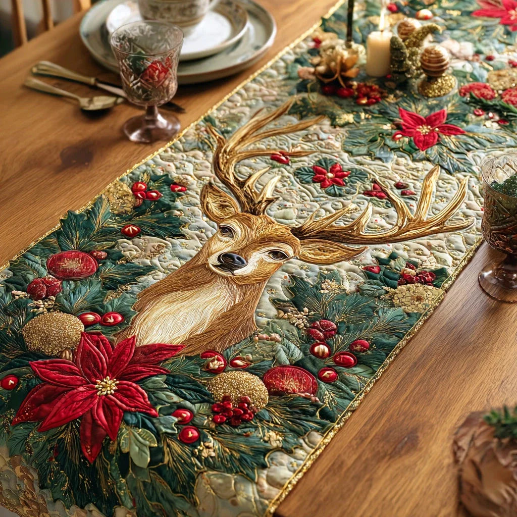 Whispering Pines Deer Quilted Table Runner