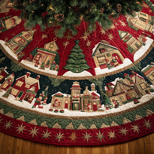 Whispering Snowfield Christmas Quilted Tree Skirt