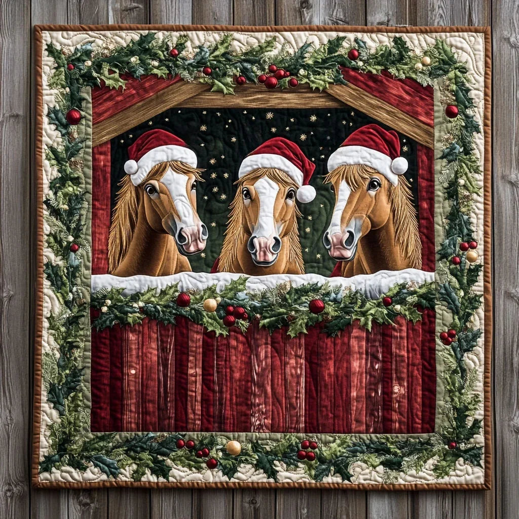 Whispering Winter Horse Quilt Blanket