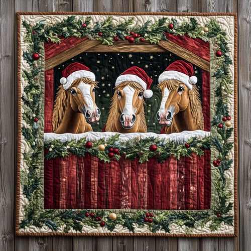 Whispering Winter Horse Quilt Blanket