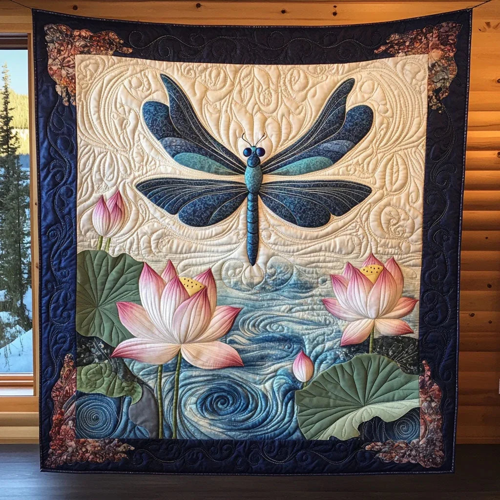 Whispers Over Lotus Quilt Blanket