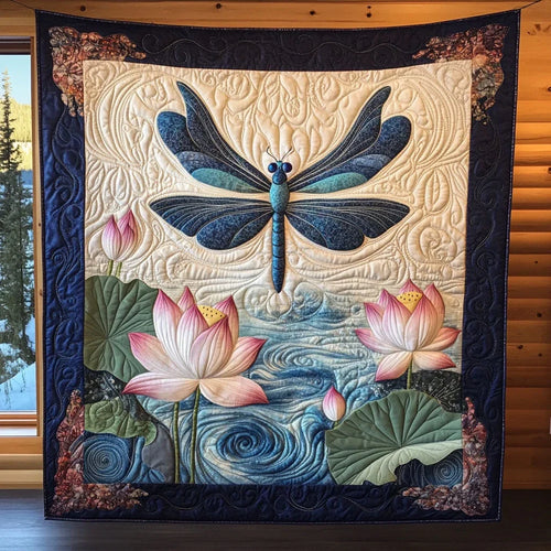 Whispers Over Lotus Quilt Blanket