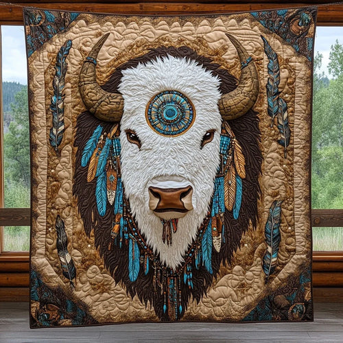 White Bison Quilt Blanket