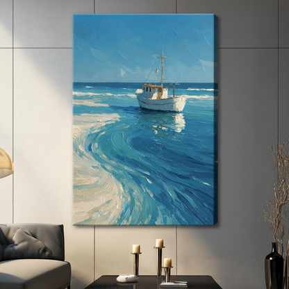 Ocean Fishing Boat Coastal Canvas Wall Art