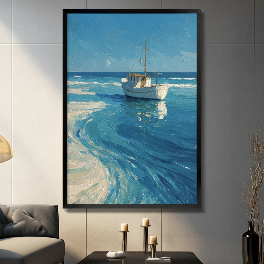 Ocean Fishing Boat Coastal Canvas Wall Art