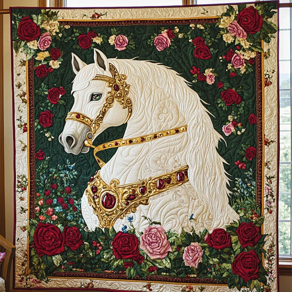 White Horse Waltz Quilt Blanket
