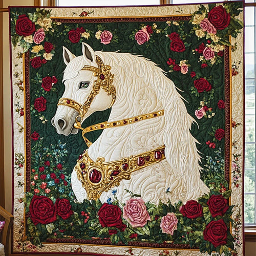 White Horse Waltz Quilt Blanket