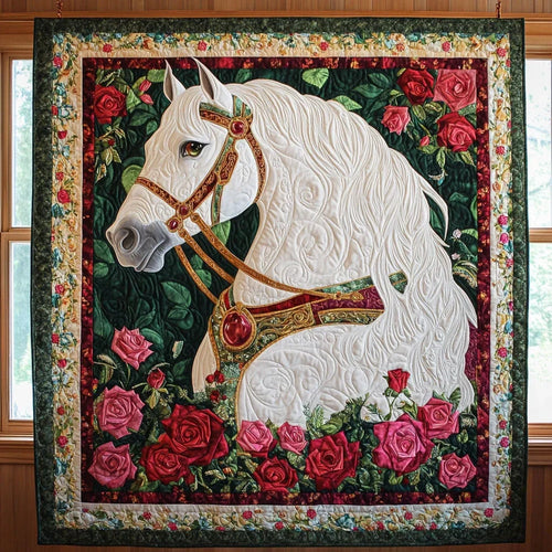 White Horse Waltz Quilt Blanket