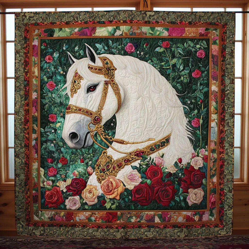 White Horse Waltz Quilt Blanket