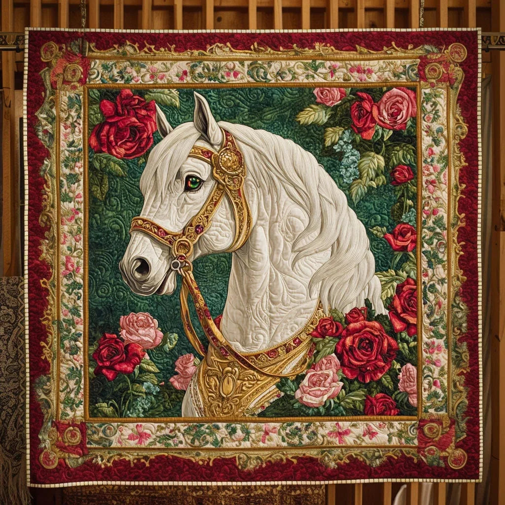 White Horse Waltz Quilt Blanket