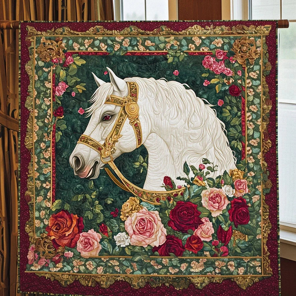 White Horse Waltz Quilt Blanket
