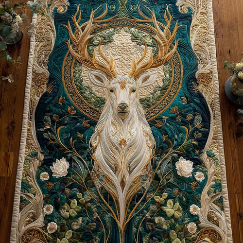 White Stag Grace Quilted Table Runner