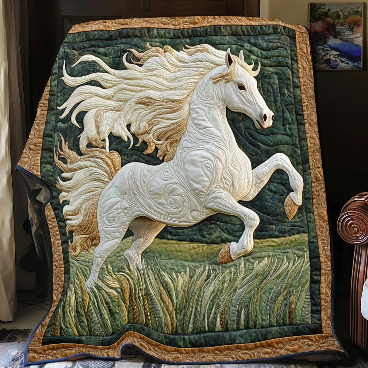 White Stallion Quilt Blanket