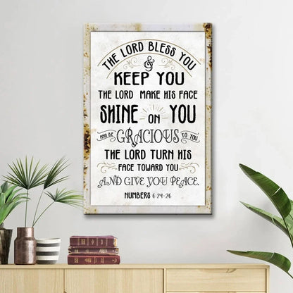 numbers 6 24 26 the lord bless you and keep you rustic farmhouse wall art canvas (view 5)