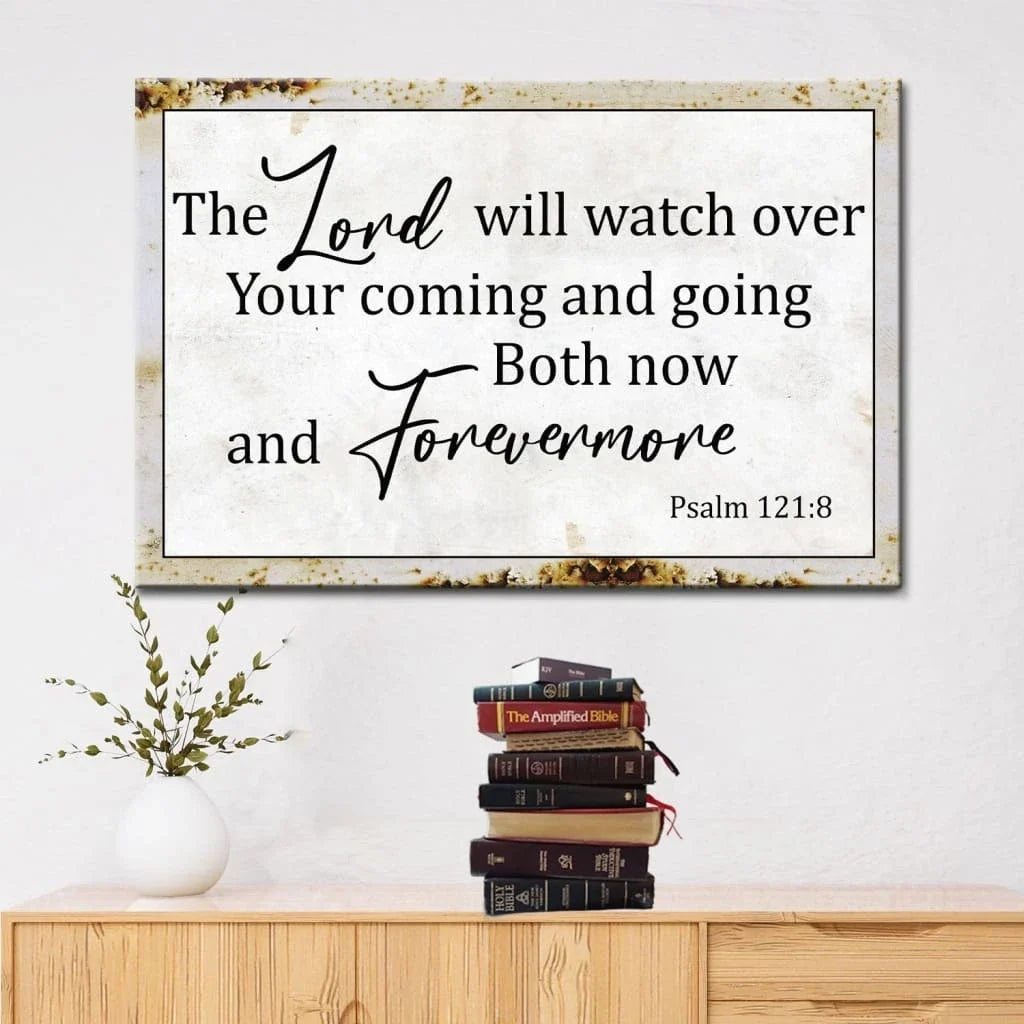 rustic christian wall art the lord will watch over your coming going canvas print (Landscape) (view 4)