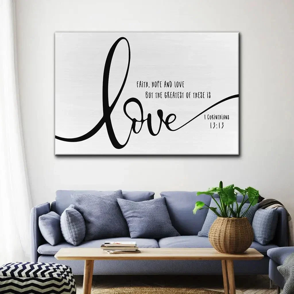 faith hope and love wall art canvas (Landscape) (view 10)