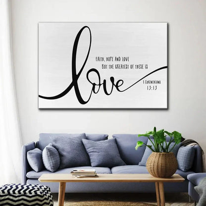 faith hope and love wall art canvas (Landscape) (view 10)