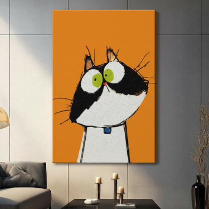 Big Eyes Tuxedo Cat Pop Art Canvas Wall Art