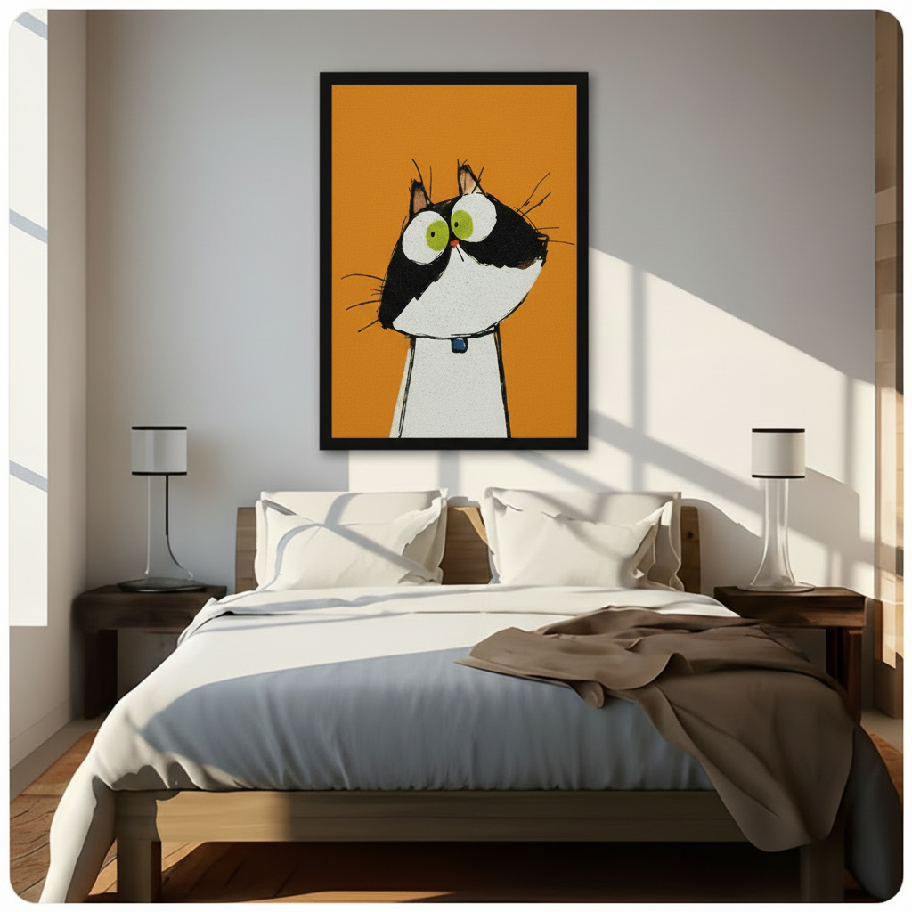 Big Eyes Tuxedo Cat Pop Art Canvas Wall Art
