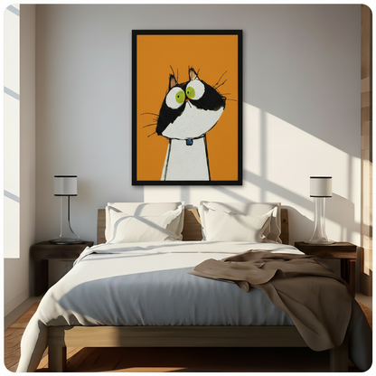 Big Eyes Tuxedo Cat Pop Art Canvas Wall Art