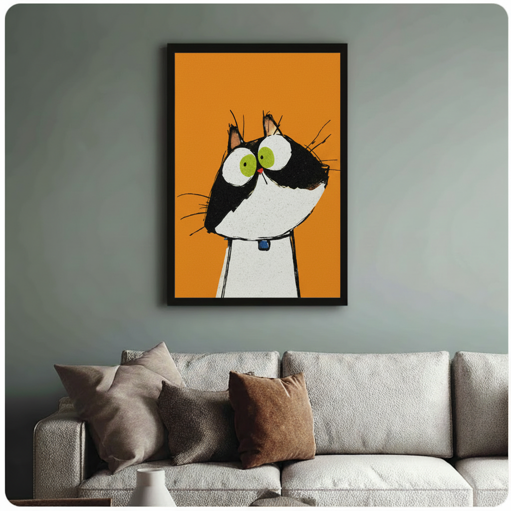 Big Eyes Tuxedo Cat Pop Art Canvas Wall Art