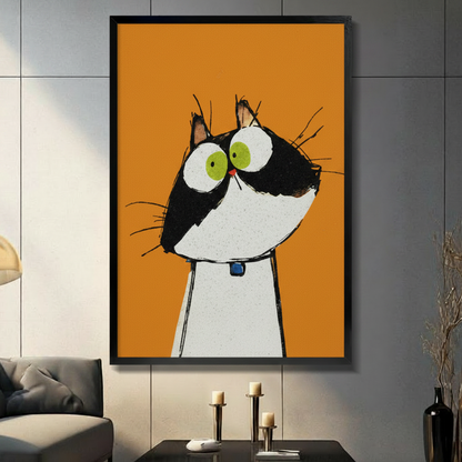 Big Eyes Tuxedo Cat Pop Art Canvas Wall Art