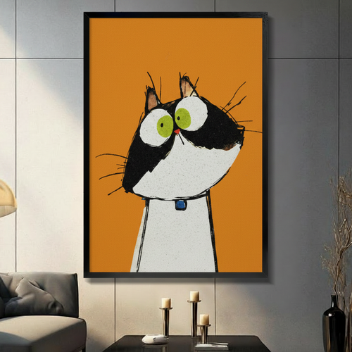 Big Eyes Tuxedo Cat Pop Art Canvas Wall Art