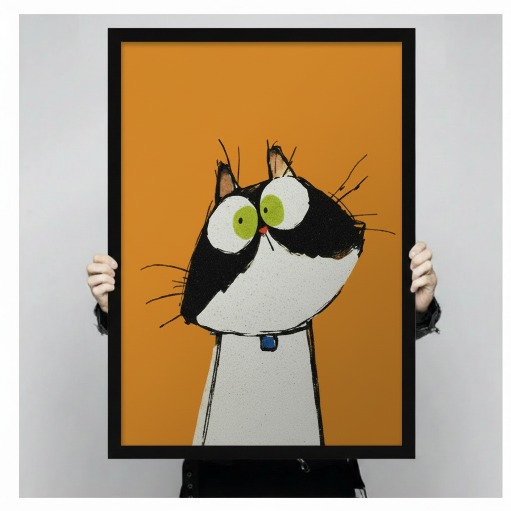 Big Eyes Tuxedo Cat Pop Art Canvas Wall Art