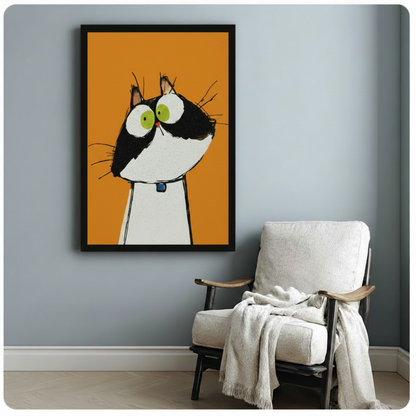 Big Eyes Tuxedo Cat Pop Art Canvas Wall Art