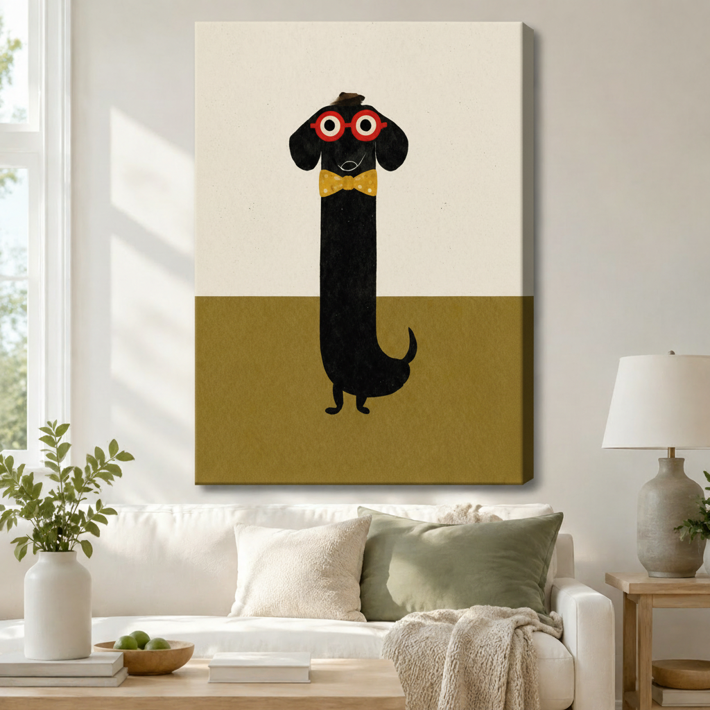 Dapper Dachshund Canvas Wall Art