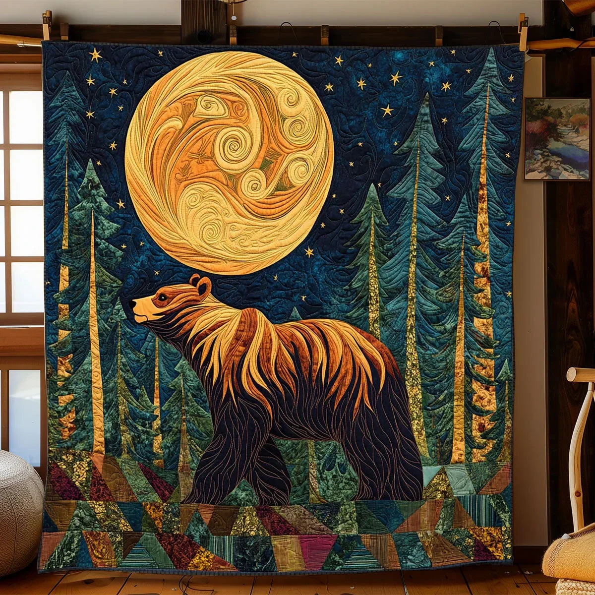 Wild Bear Night Quilt Blanket