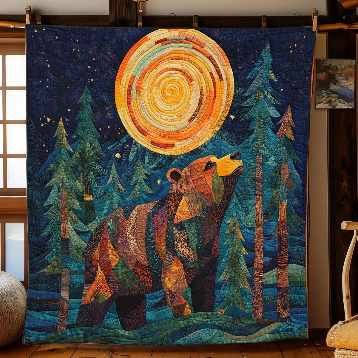 Wild Bear Night Quilt Blanket