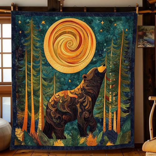 Wild Bear Night Quilt Blanket