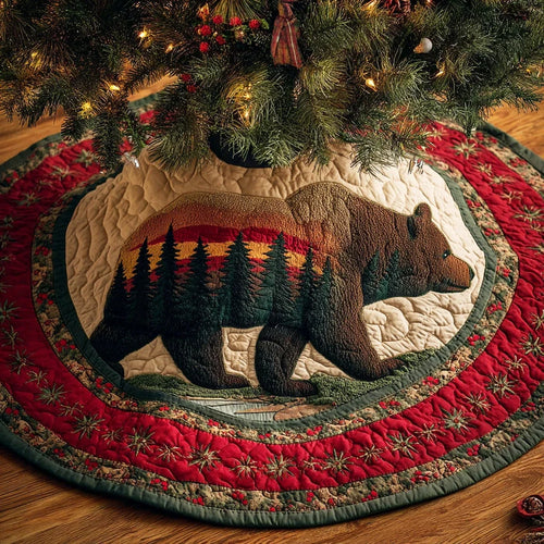 Wild Creek Bear Christmas Quilted Tree Skirt