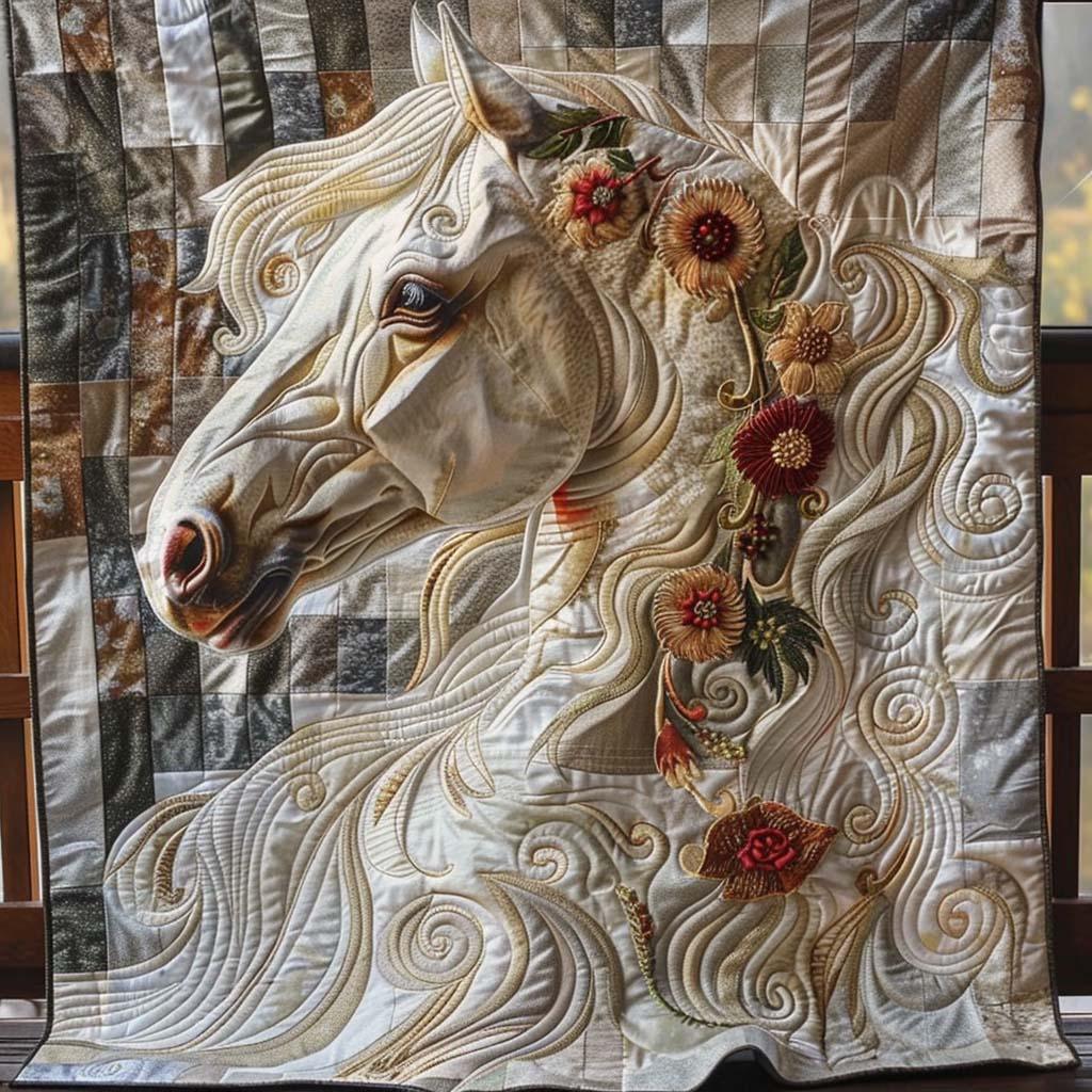 Wild Horse Quilt Blanket - Quilted Blanket by Wild and Way