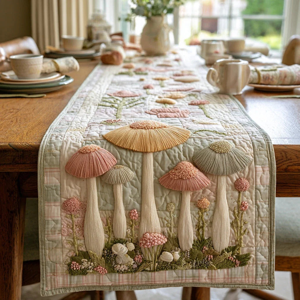 Wild Mushrooms Quilted Table Runner