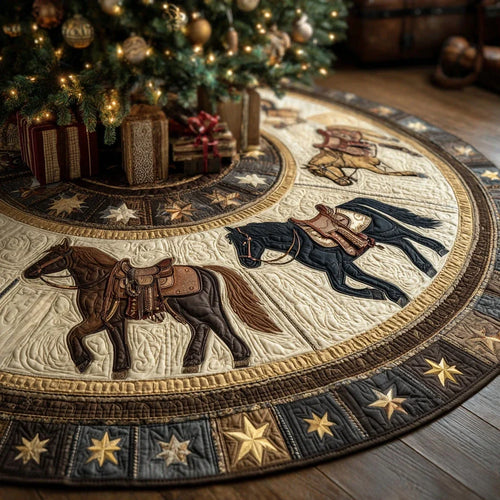 Wild Mustang Christmas Quilted Tree Skirt