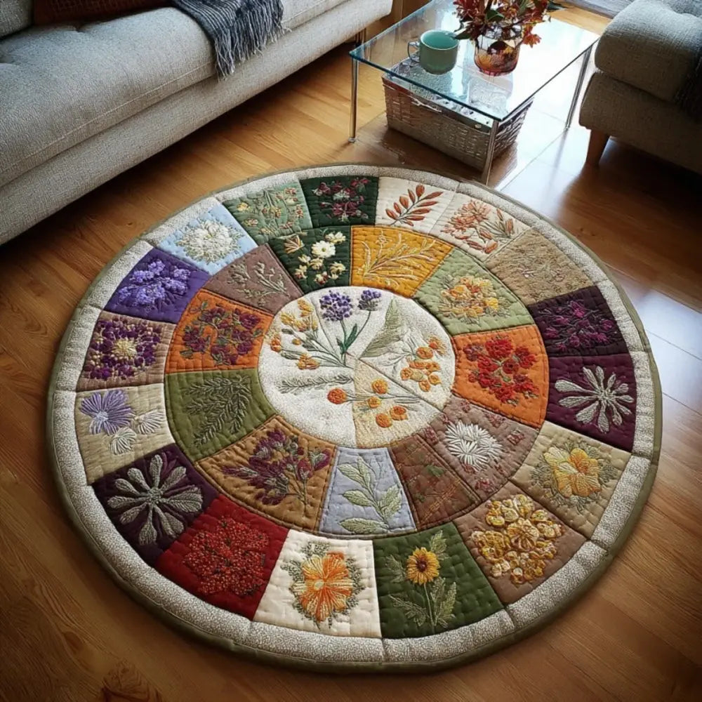 Wildflower Circle Quilted Round Mat
