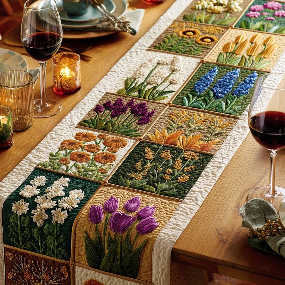 Wildflower Table Quilted Table Runner