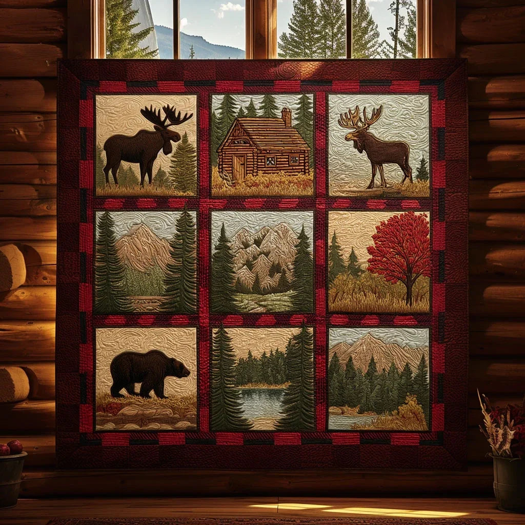 Wildlife Cabin Quilt Blanket