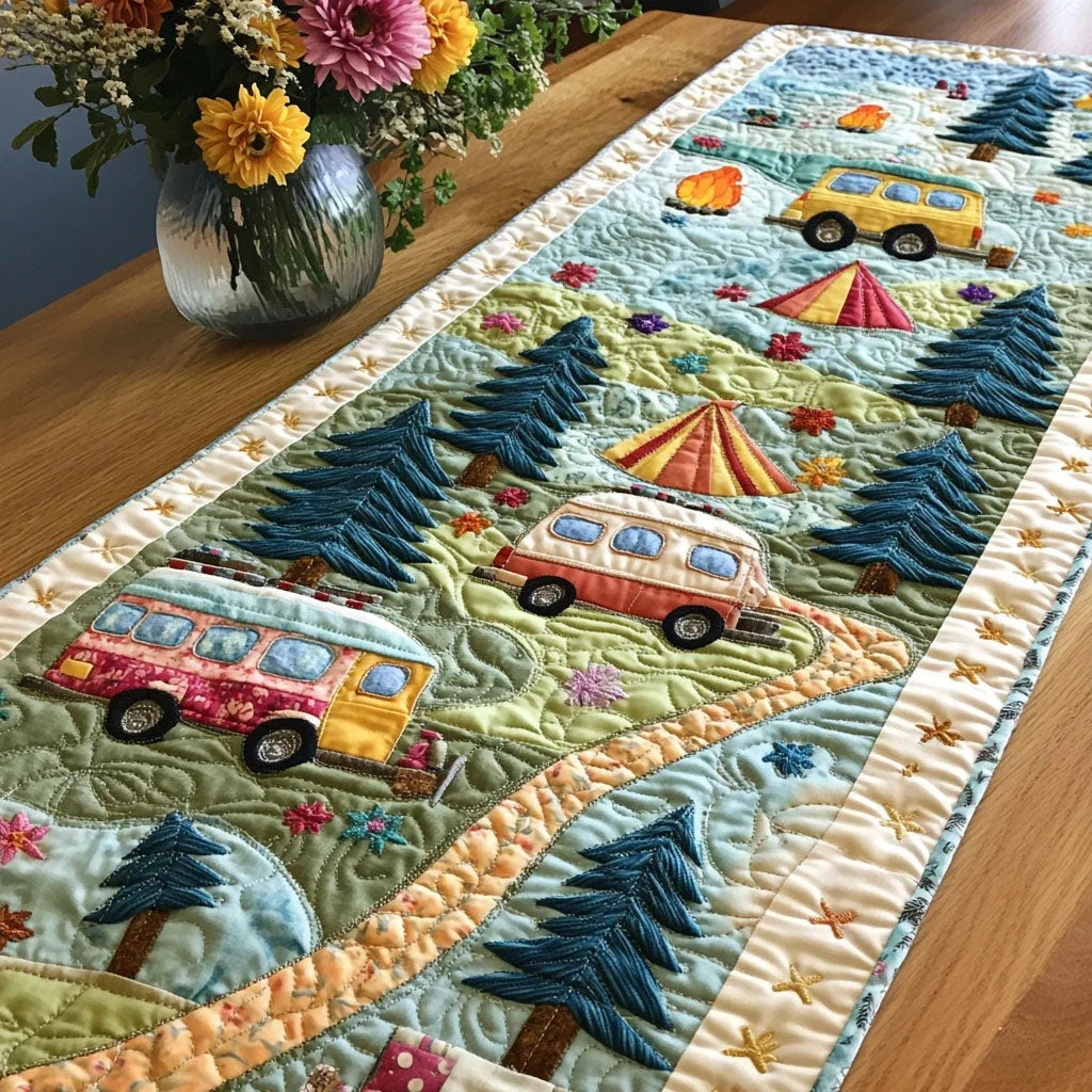 Winding Forest Road Quilted Table Runner