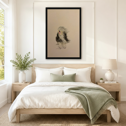 Whimsical Fluffy Dog Sketch Canvas Wall Art