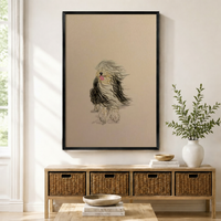 Whimsical Fluffy Dog Sketch Canvas Wall Art