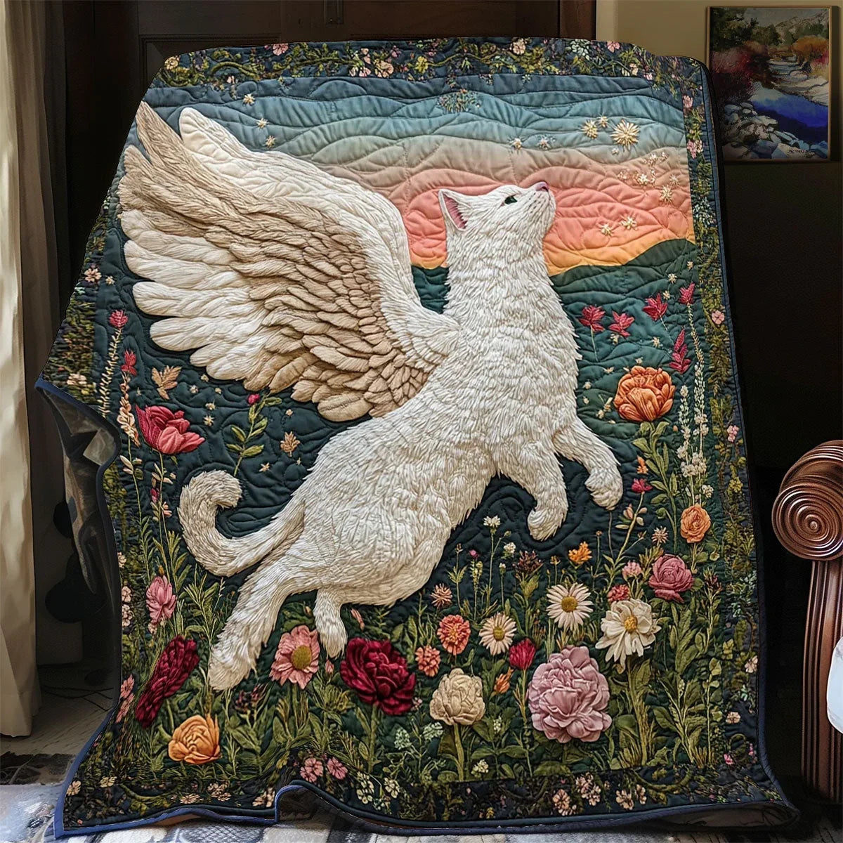 Wing Cat Quilt Blanket