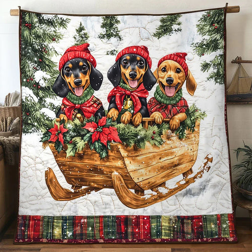 Winter Adventure Dachshund Quilt Blanket