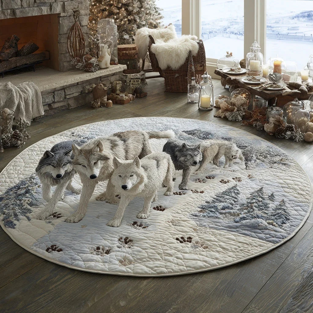 Winter Alpha Quilted Round Mat