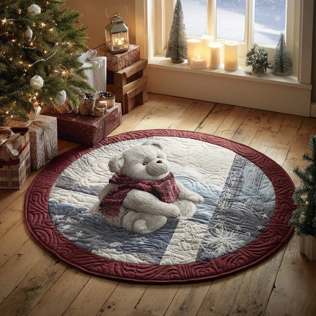 Winter Bear Joy Quilted Round Mat