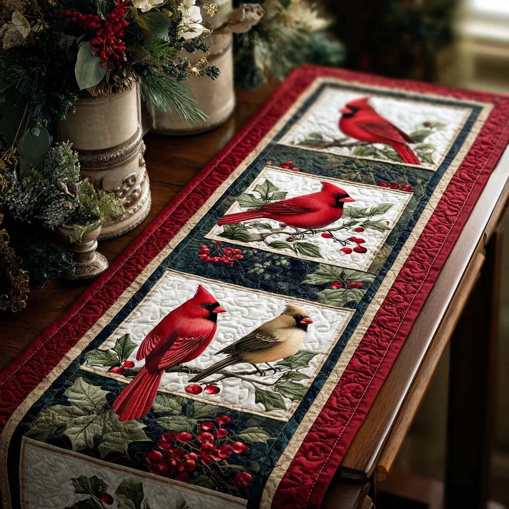 Winter Birds Quilted Table Runner