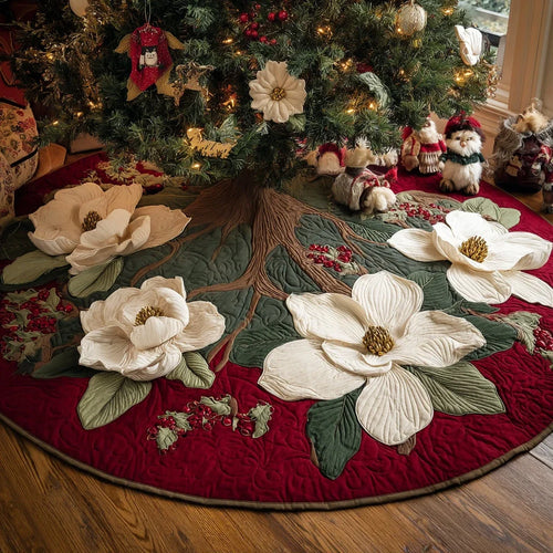 Winter Bloom Christmas Quilted Tree Skirt