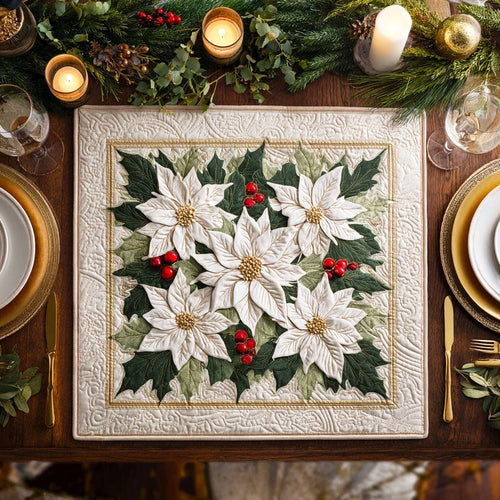 Winter Bloom Quilted Table Topper